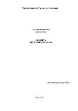 Tehniki termodinamika (okuw maksatnamasy)